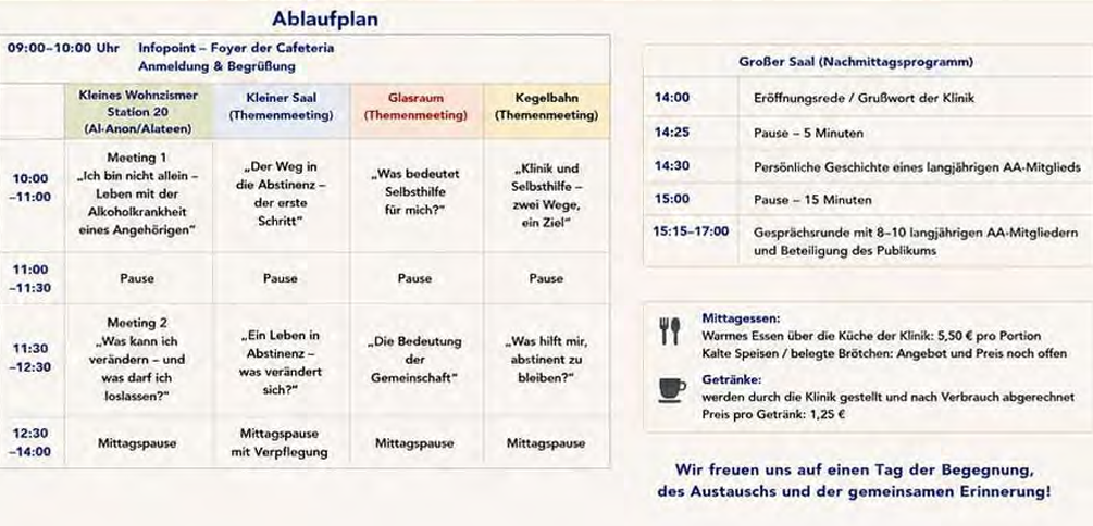Ablaufplan der Veranstaltung